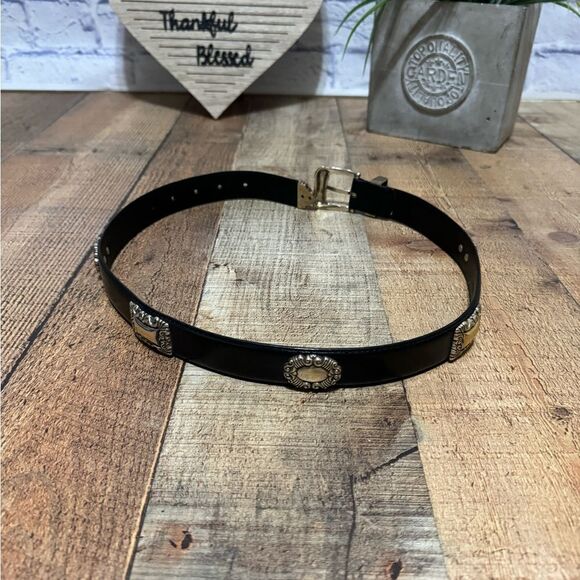 Fossil Leather Vintage Black  Women’s Belt. Silver Hardware sz S - Picture 1 of 11